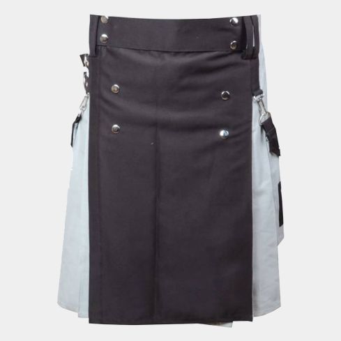 Black And Gray Cotton Modern Kilt