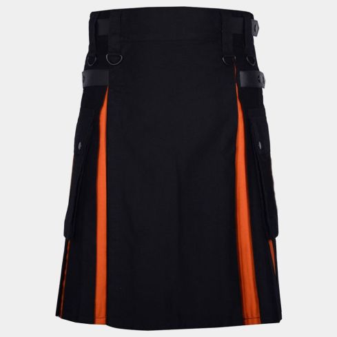 BLACK AND ORANGE HYBRID KILT