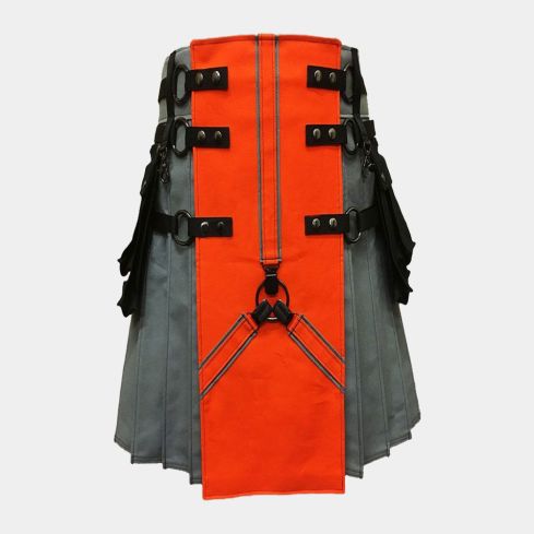 ORANGE AND GREY Y DESIGN MODERN UTILITY KILT FOR MEN