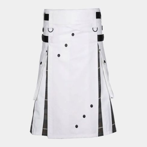 WHITE COTTON AND MACKENZIE WEATHERED TARTAN HYBRID KILT FOR MEN