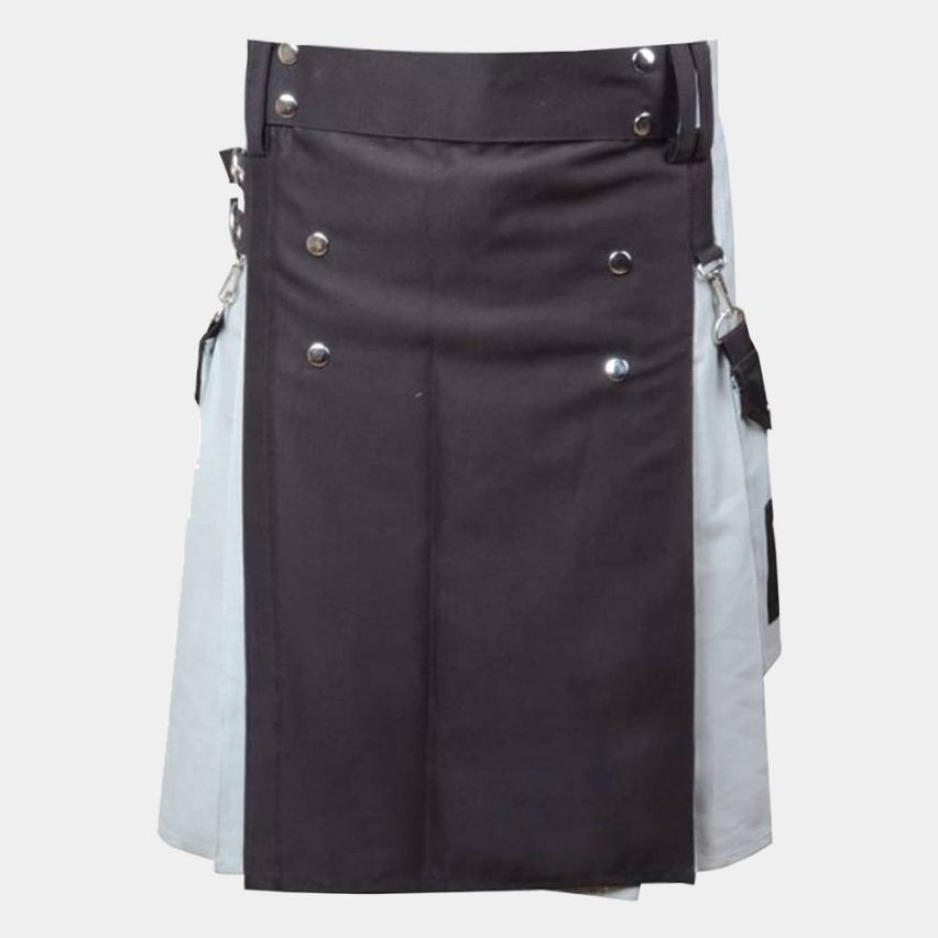 Black And Gray Cotton Modern Kilt