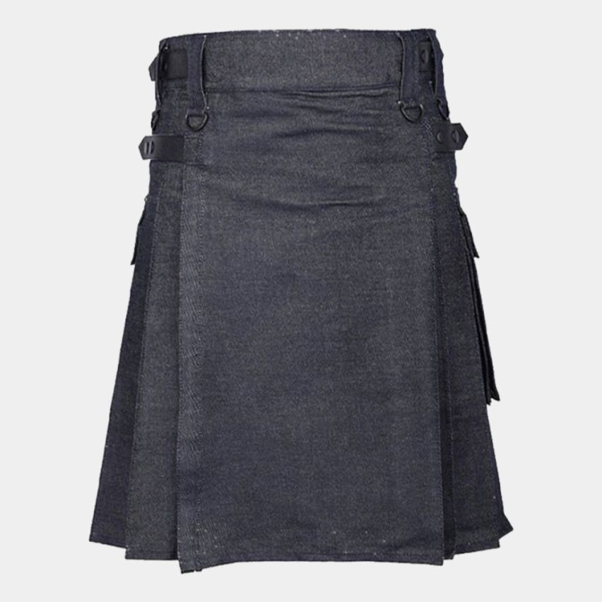 Black Denim Utility Kilt