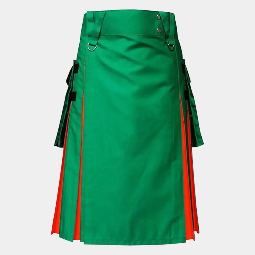 GREEN AND ORANGE HYBRID KILT