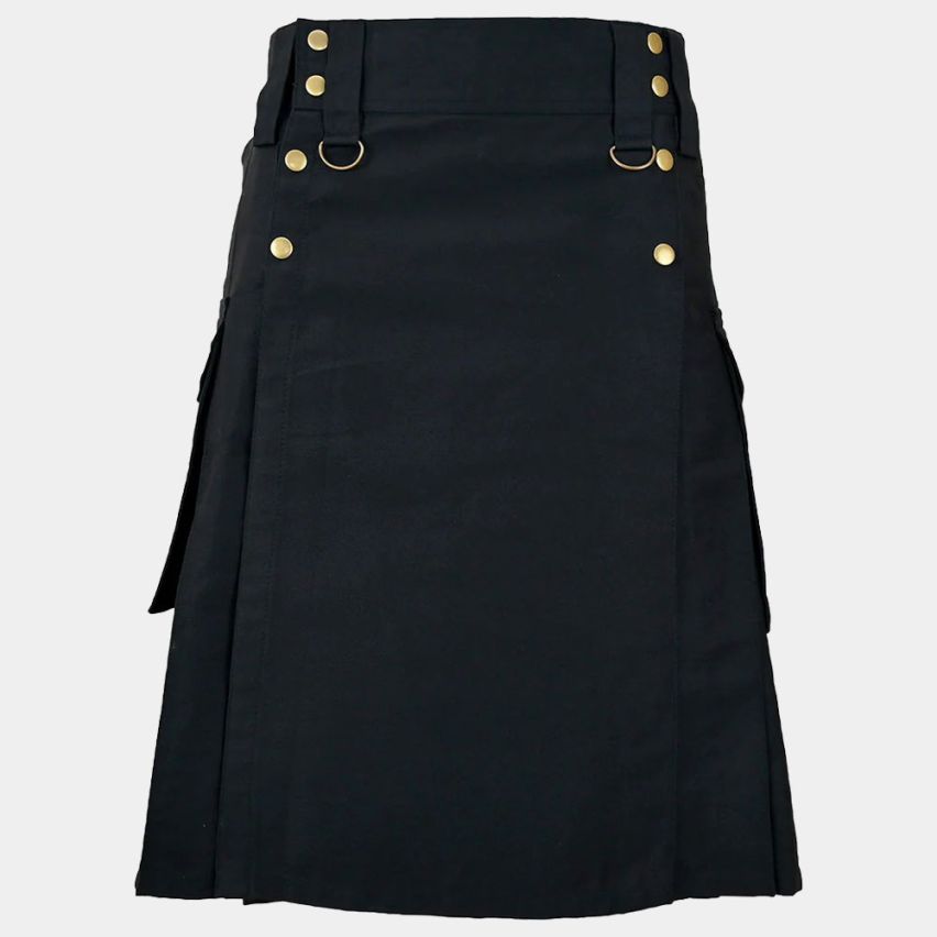 MEN BLACK CARGO UTILITY KILT