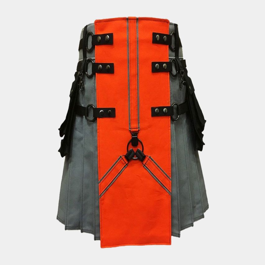 ORANGE AND GREY Y DESIGN MODERN UTILITY KILT FOR MEN